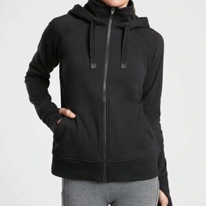 Athleta womens black triumph full zip hooded sweater XL